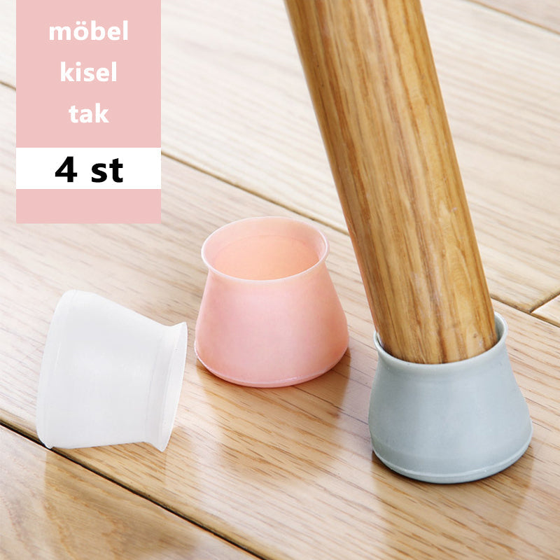 "Silikon möbeltassar för stolar, transparenta, halkskydd, golvskydd, förhindrar repor, diskret och flexibel design."