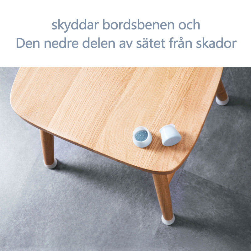 "Silikon möbeltassar för stolar, transparenta, halkskydd, golvskydd, förhindrar repor, diskret och flexibel design."