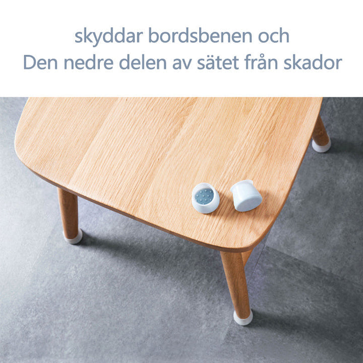 "Silikon möbeltassar för stolar, transparenta, halkskydd, golvskydd, förhindrar repor, diskret och flexibel design."