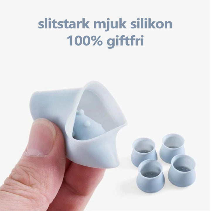 "Silikon möbeltassar för stolar, transparenta, halkskydd, golvskydd, förhindrar repor, diskret och flexibel design."