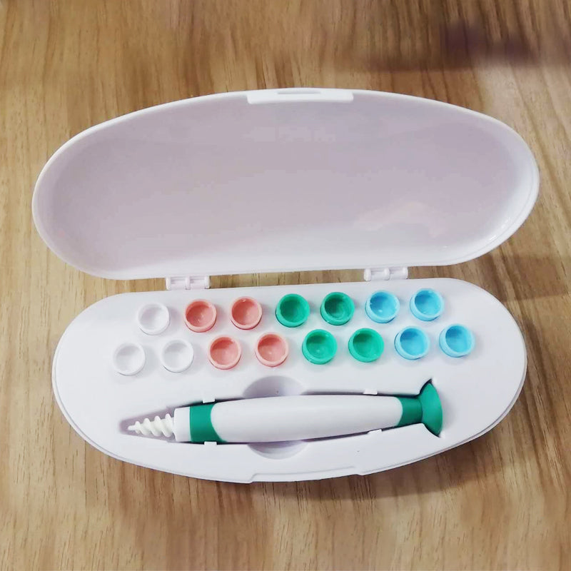 "Silikon öronskredar verktygsset med färgglada tvättbara spetsar, perfekt för öronhygien på resor och hemma."