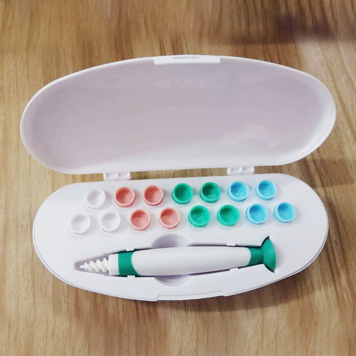 "Silikon öronskredar verktygsset med färgglada tvättbara spetsar, perfekt för öronhygien på resor och hemma."