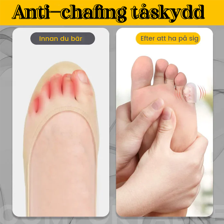 "Silikon tåskydd i genomskinligt material för personlig komfort och smärtlindring, idealiska för liktornar och blåsor."