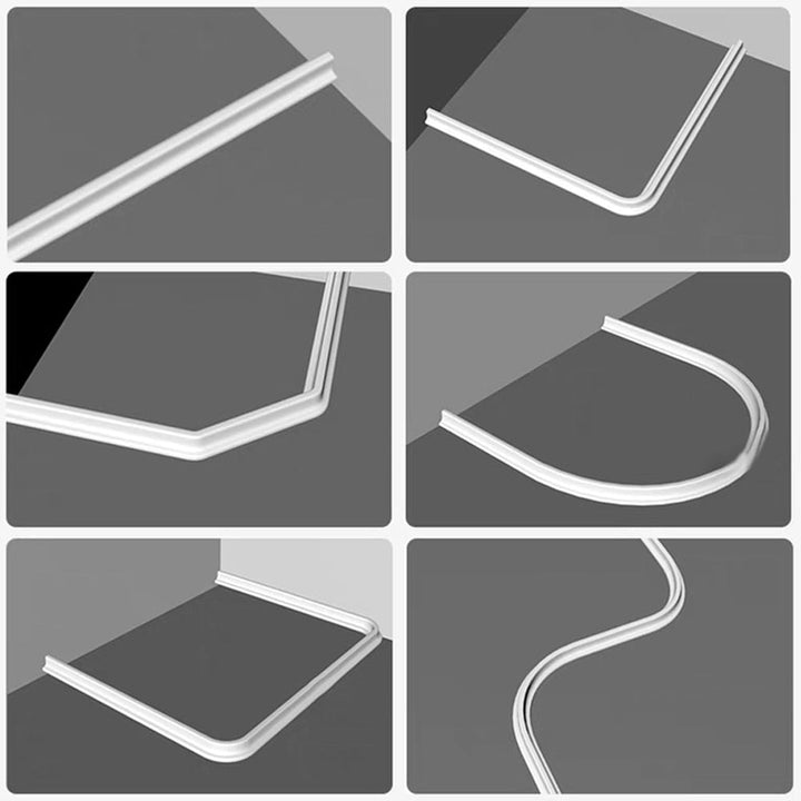 "Silikon Vattenblockerare i formbart material för dusch, kök. Transparent, vit eller grå färg. Enkel installation."