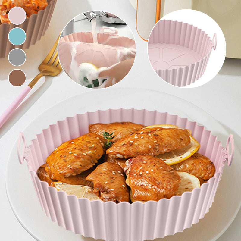 "Silikonbakplåt för Airfryer, återanvändbar, non-stick, flerfärgad. Mått: 20x17,5x5 cm. Perfekt för bekväm matlagning."