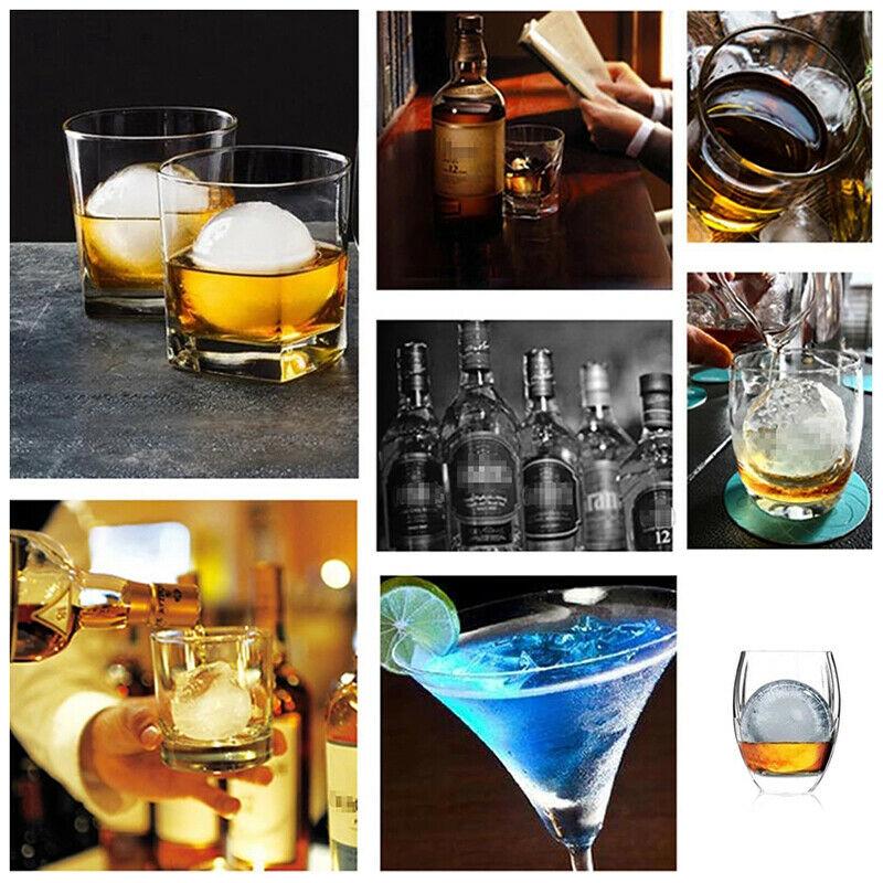 Silikonform för stora runda isbitar, flexibel och lätt att använda, perfekt för cocktails och whisky, långsamt smältande.
