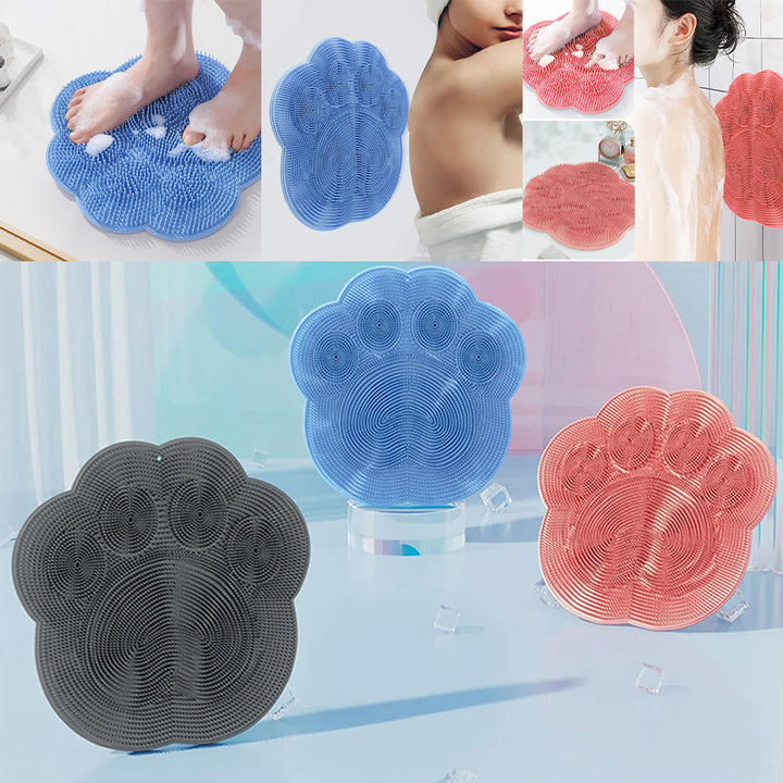 "Silikonmatta med sugkoppar och mjuka borstar för fotvård. Stabil och exfolierande, perfekt för spa-liknande hemupplevelse."