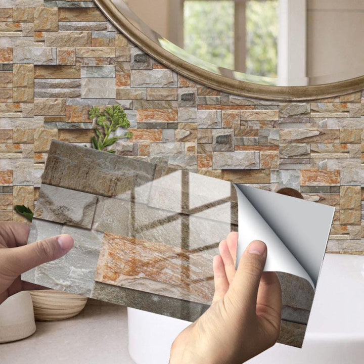 "Självhäftande 3D kakeldekor, värmebeständig, vattenavvisande, snygg modern design för elegant heminredning."