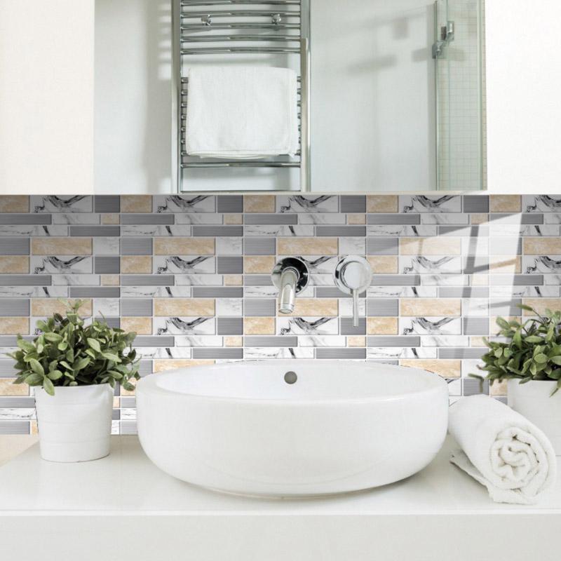 "Självhäftande 3D kakeldekor, värmebeständig, vattenavvisande, snygg modern design för elegant heminredning."