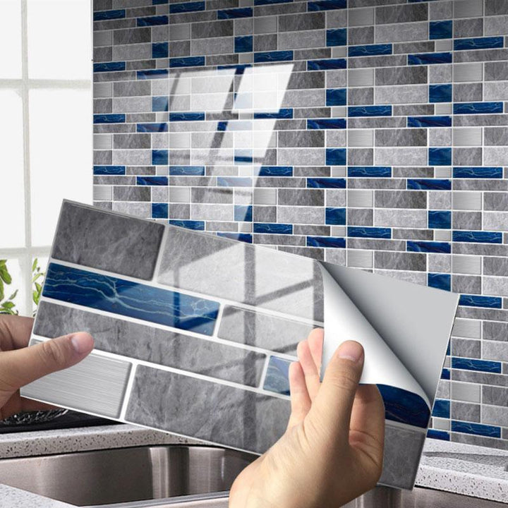 "Självhäftande 3D kakeldekor, värmebeständig, vattenavvisande, snygg modern design för elegant heminredning."