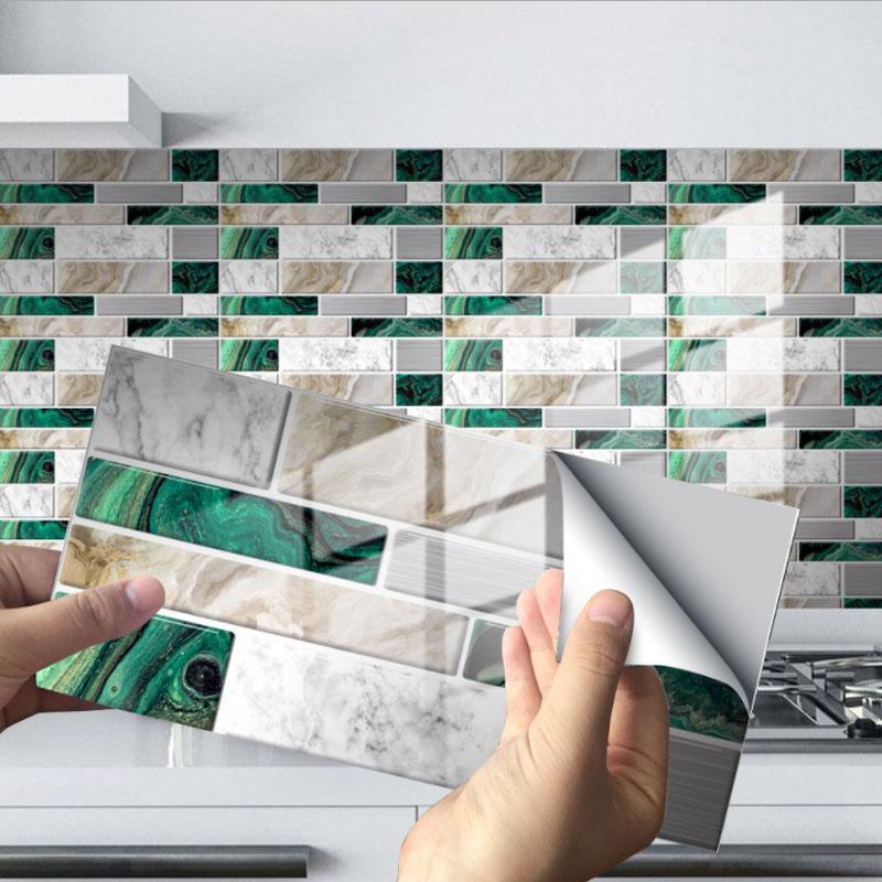 "Självhäftande 3D kakeldekor, värmebeständig, vattenavvisande, snygg modern design för elegant heminredning."