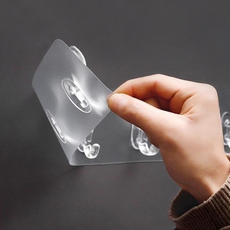 "Självhäftande genomskinliga väggkrokar, 5-pack, eleganta PVC-krokar för hem, slitstarka och mångsidiga användningar."