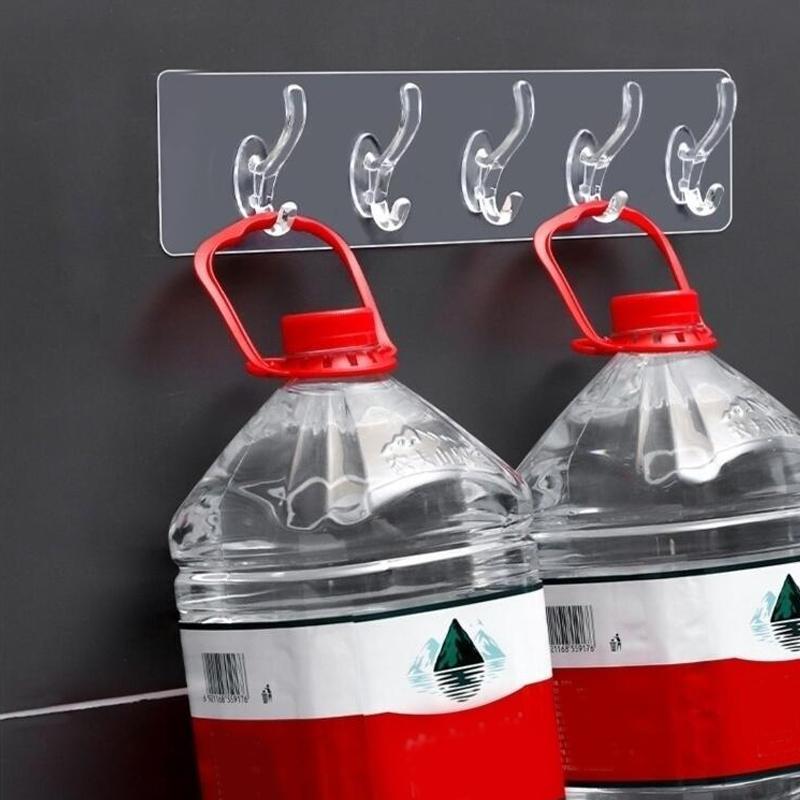 "Självhäftande genomskinliga väggkrokar, 5-pack, eleganta PVC-krokar för hem, slitstarka och mångsidiga användningar."