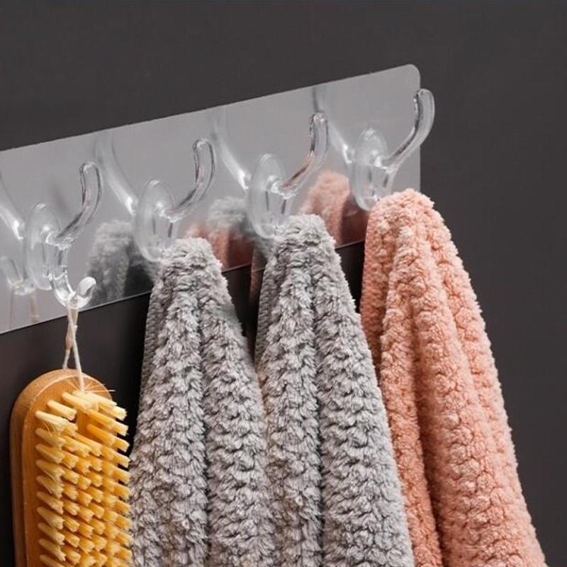 "Självhäftande genomskinliga väggkrokar, 5-pack, eleganta PVC-krokar för hem, slitstarka och mångsidiga användningar."