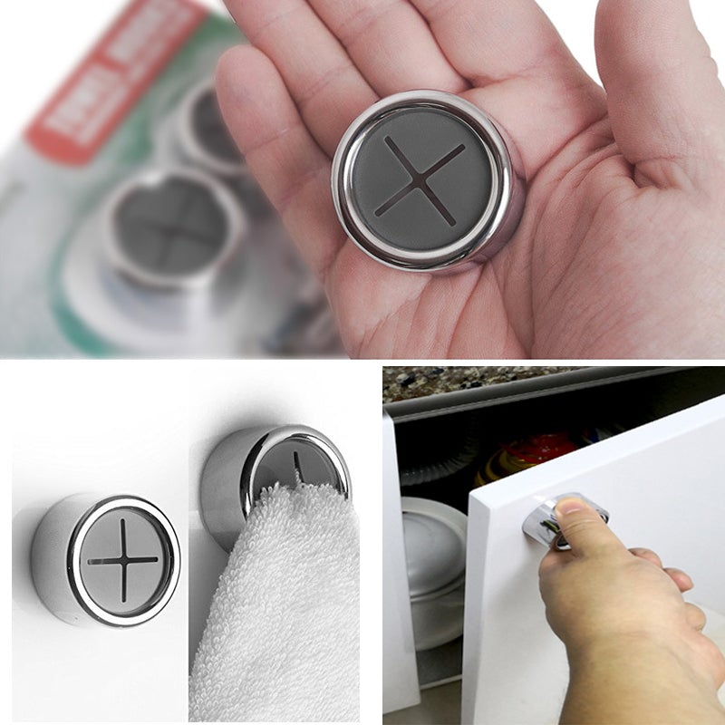 "Självhäftande handduksställ för badrum, rund design i vit ABS och PVC, säker enkel installation utan borrning"