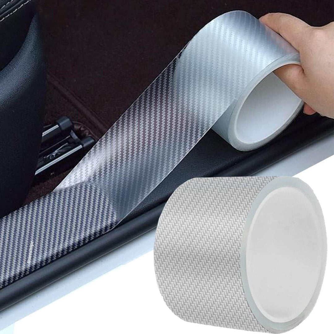 "Självhäftande karbonfiber bilband, elegant textur, skydd mot smuts och repor, för in- och utsida, 10cm brett."