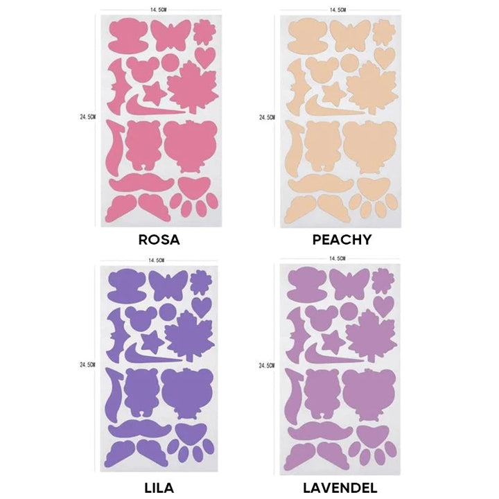 "Självhäftande reparationslappar för vinterjackor i olika färger, perfekt för att snabbt och enkelt reparera jackor."