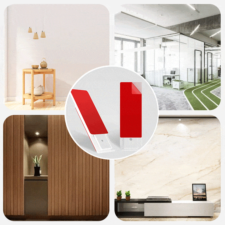 "Självhäftande stansfri sockelhållare, vit, universell för olika ytor, ingen skada vid montering, minimalistisk design."