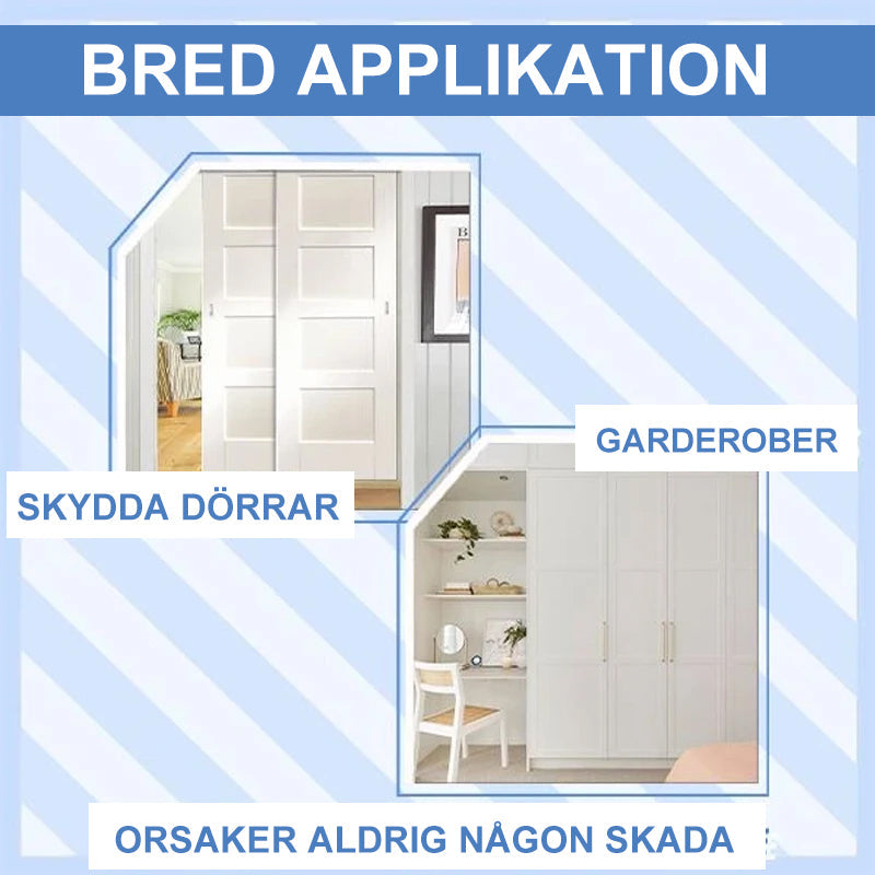 "Självhäftande vädertätningslist för dörrar och fönster, vit, ljudisolering, damm- och insektsblockerande i användning."