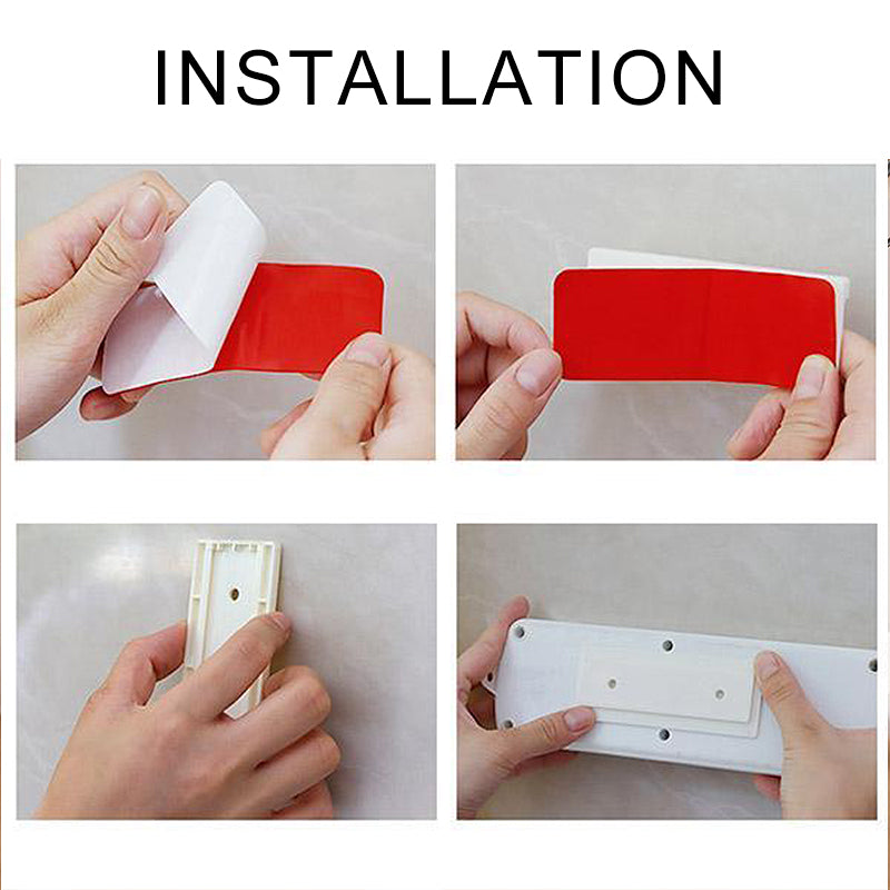 "Självhäftande vit vägghållare, stilren design, starkt lim, 10.2x4cm, för hem och kontor, hög bärkraft, ABS-material"