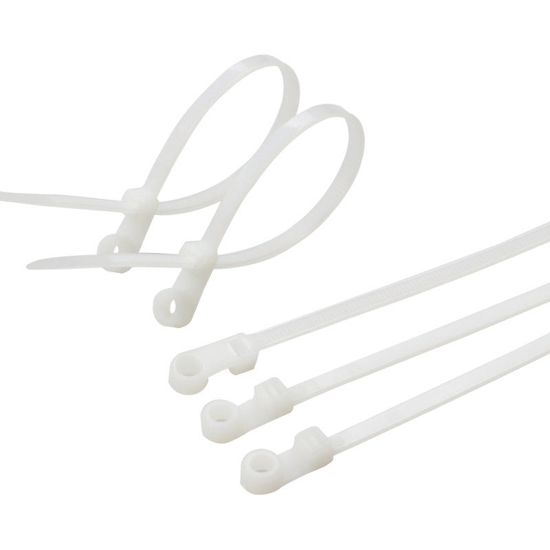 "Självlåsande buntband nylon 250 pack med skruvhål, svart och vit, för fastsättning av kablar och rör i olika miljöer."