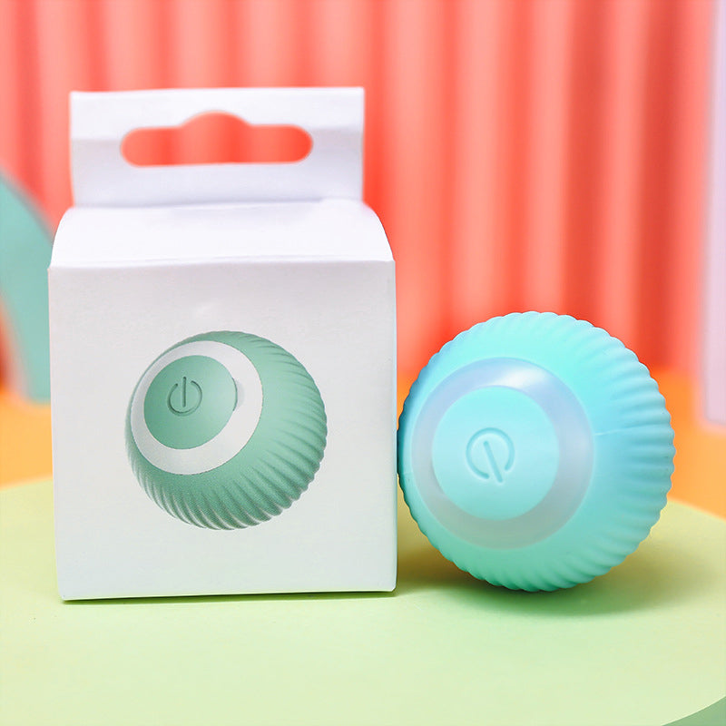 "Självrullande interaktiv kattboll i blått, rosa - Håller katten aktiv med automatisk rullning och blinkande ljus."