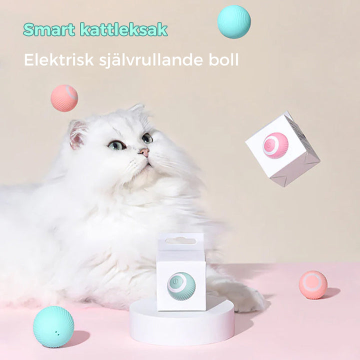 "Självrullande interaktiv kattboll i blått, rosa - Håller katten aktiv med automatisk rullning och blinkande ljus."
