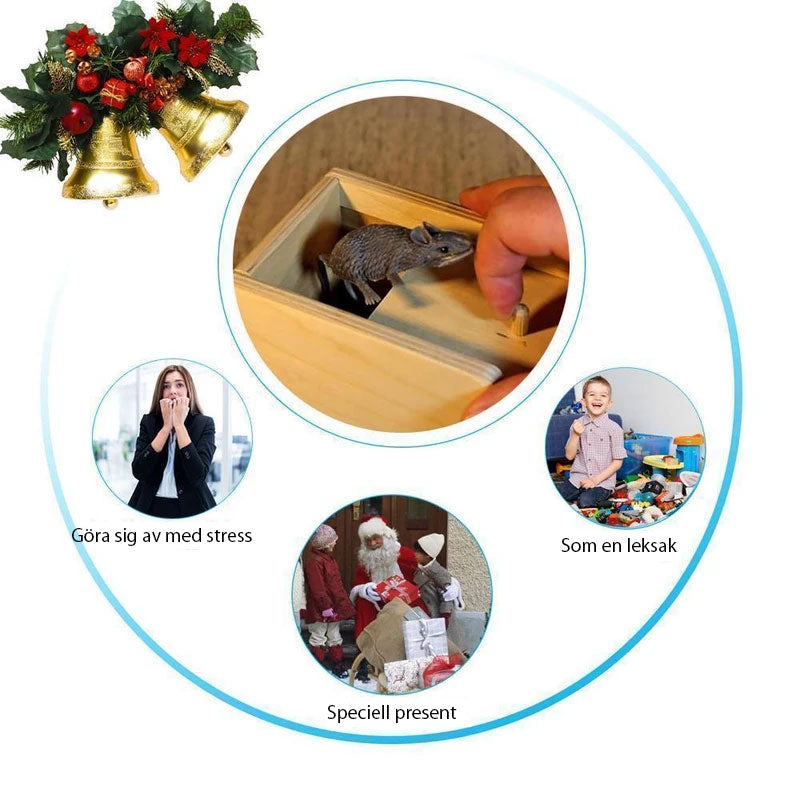 "Skämtlåda av trä med gummispindel, perfekt för prank och skratt, lämplig gåva för familj och vänner"