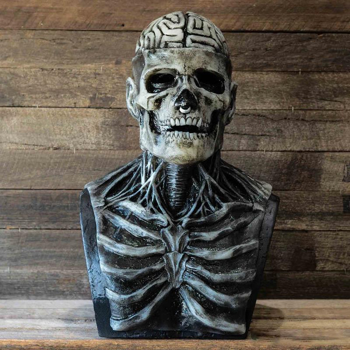 "Skrämmande unisex latex skelettmask för Halloween, realistisk design med markerade konturer och spöklikt uttryck."