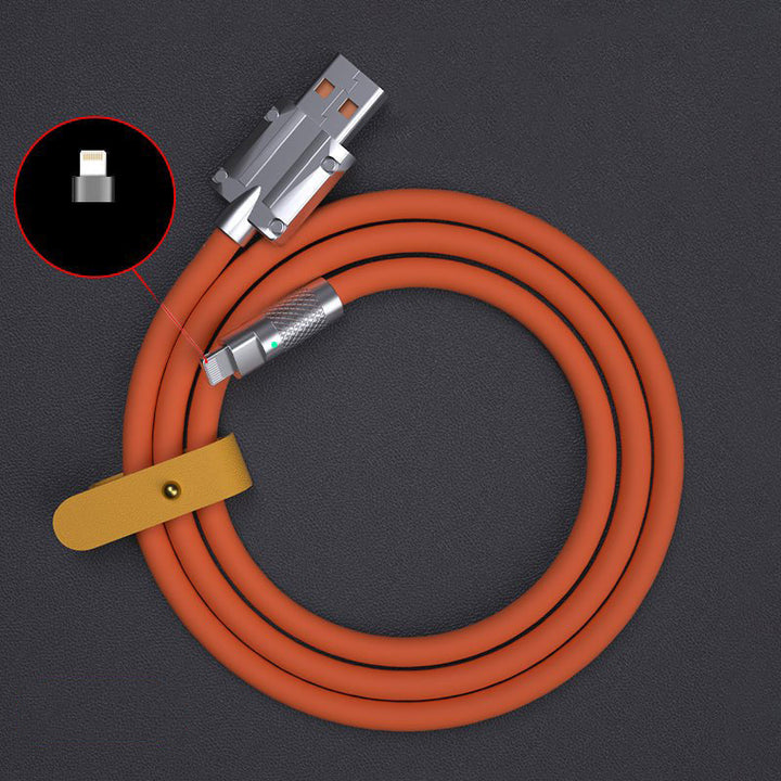 "Slitstark USB C-kabel i zinklegering för snabbladdning; robust design, flera färger, passar för Type-C enheter."