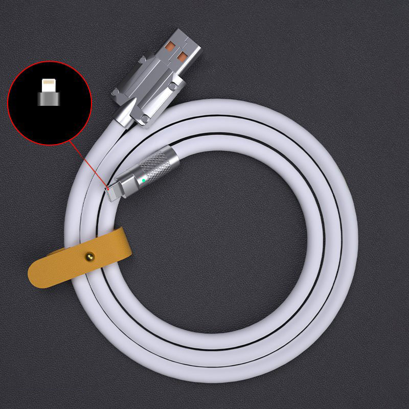 "Slitstark USB C-kabel i zinklegering för snabbladdning; robust design, flera färger, passar för Type-C enheter."