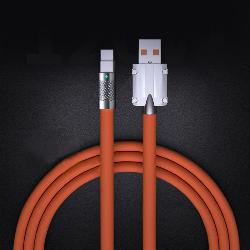 "Slitstark USB C-kabel i zinklegering för snabbladdning; robust design, flera färger, passar för Type-C enheter."