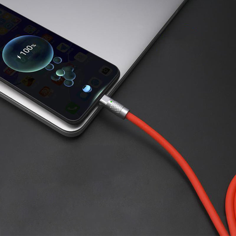 "Slitstark USB C-kabel i zinklegering för snabbladdning; robust design, flera färger, passar för Type-C enheter."