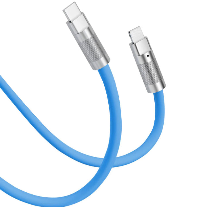 "Slitstark USB C-kabel i zinklegering för snabbladdning; robust design, flera färger, passar för Type-C enheter."
