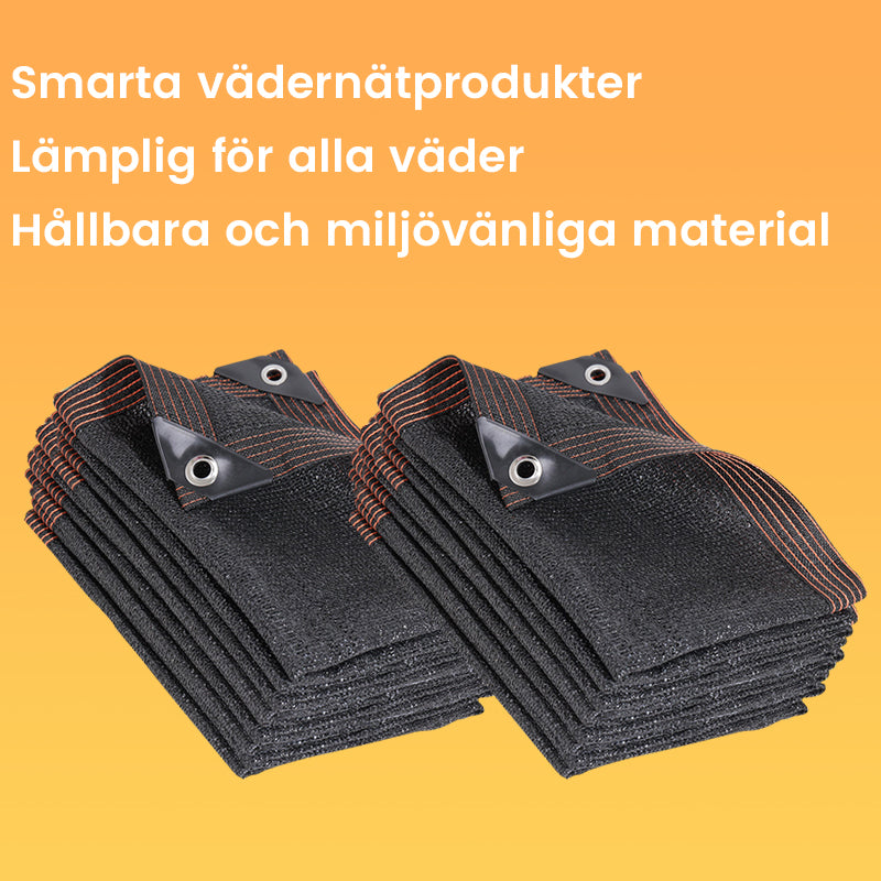 "Slitstarkt skuggnät för trädgården med förstärkta hörn, ventilerad design och UV-skydd för effektiv värmeavledning."