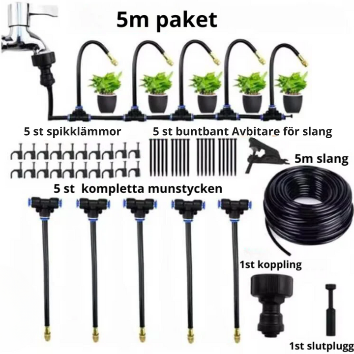 "Smart bevattningssystem med automatisk timer, enkel installation, robust design för effektiv trädgårdsbevattning."