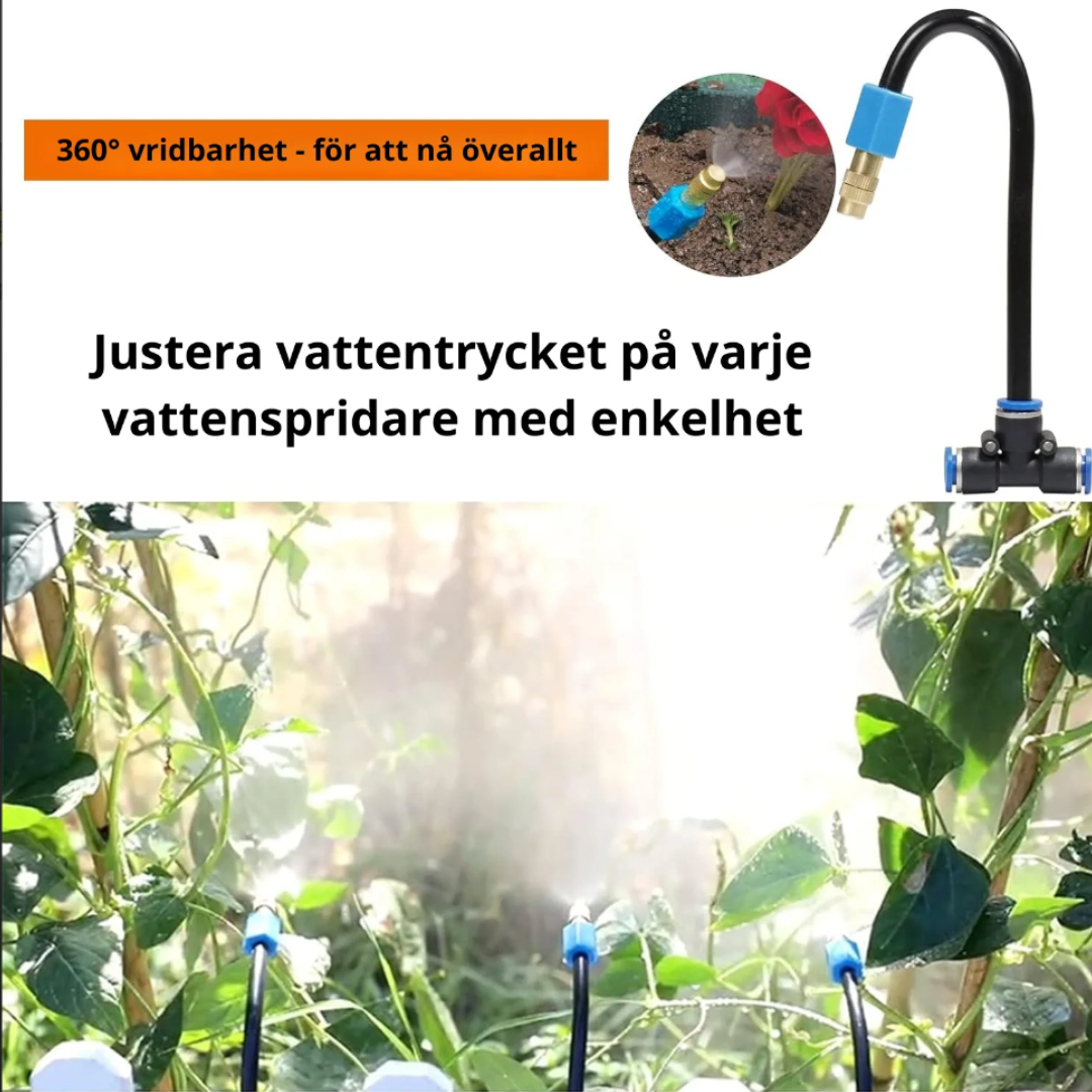 "Smart bevattningssystem med automatisk timer, enkel installation, robust design för effektiv trädgårdsbevattning."