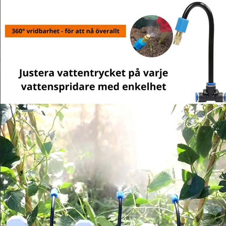 "Smart bevattningssystem med automatisk timer, enkel installation, robust design för effektiv trädgårdsbevattning."