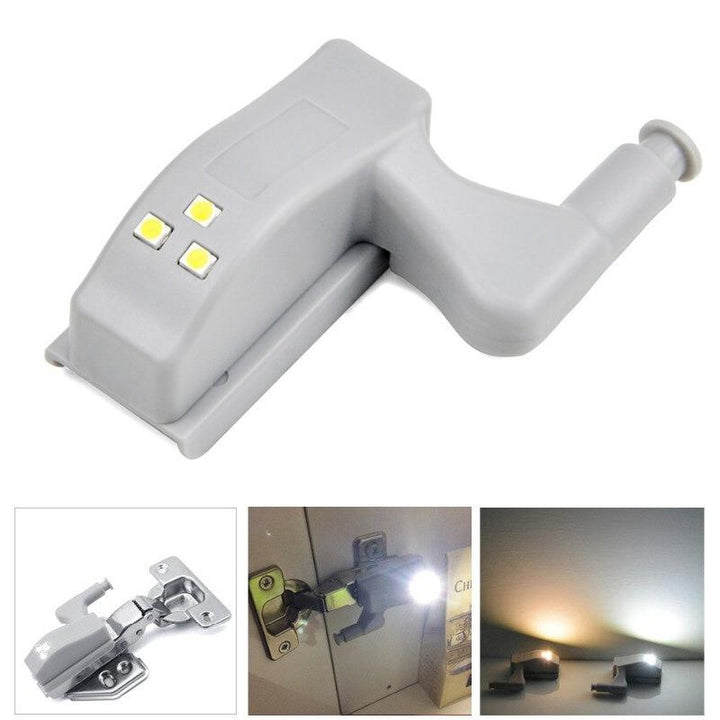 "Smart skåpsensor LED-ljus för automatisk belysning, kompakt design, installationsbild med robust ABS-material."
