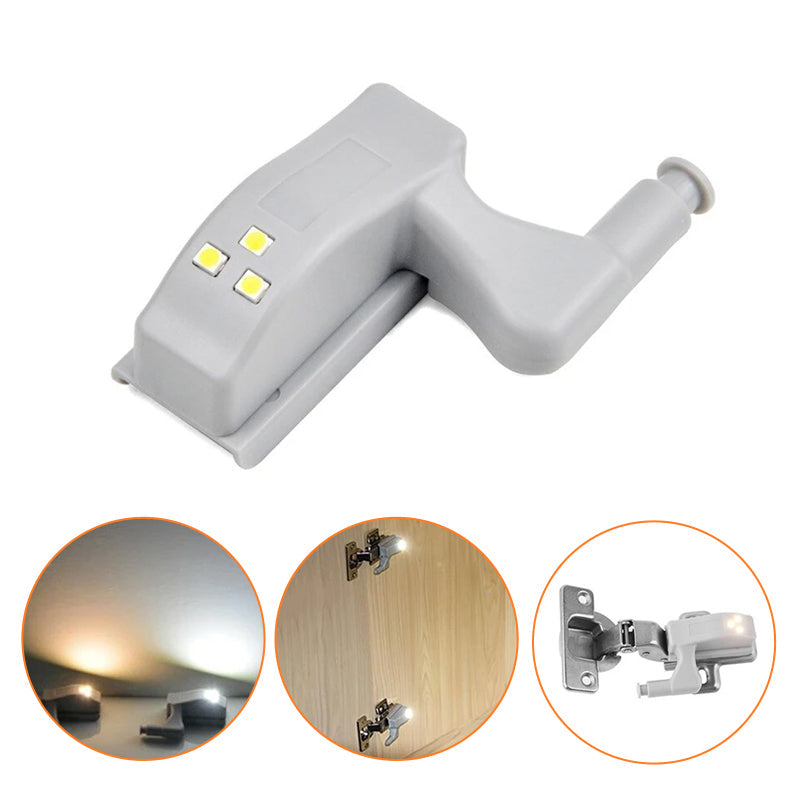 "Smart skåpsensor LED-ljus för automatisk belysning, kompakt design, installationsbild med robust ABS-material."