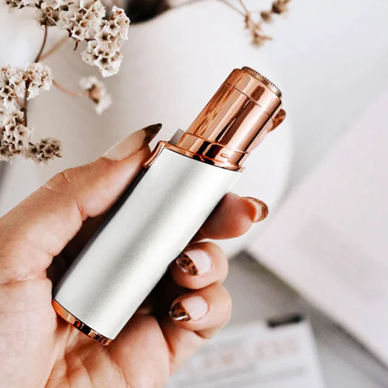 "Smärtfri ansiktsepilator i elegant läppstiftsdesign, perfekt för diskret hårborttagning, USB-laddning, bärbar."