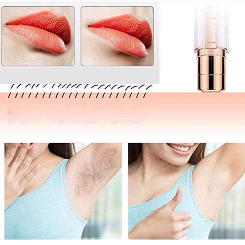 "Smärtfri ansiktsepilator i elegant läppstiftsdesign, perfekt för diskret hårborttagning, USB-laddning, bärbar."