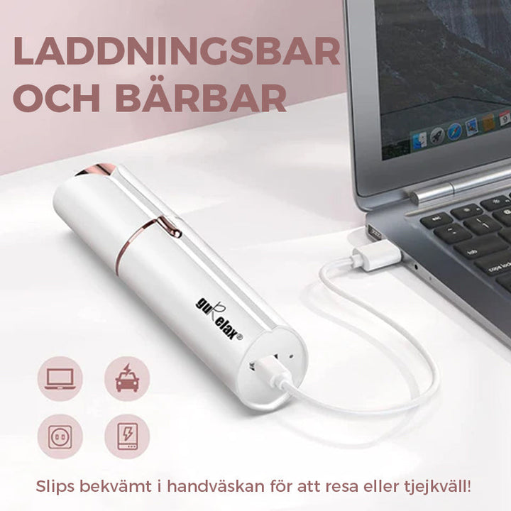 "Smärtfri ansiktsepilator i elegant läppstiftsdesign, perfekt för diskret hårborttagning, USB-laddning, bärbar."
