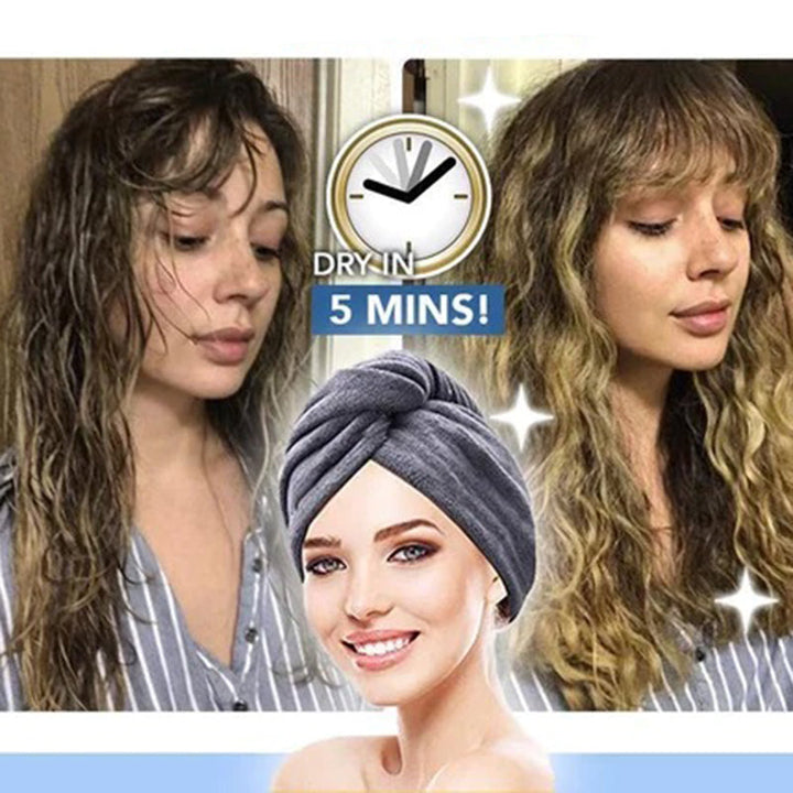 "Snabbtorkande mikrofiber handduksmössa i rosa, superabsorberande och frizz-minskande, perfekt för alla hårtyper."