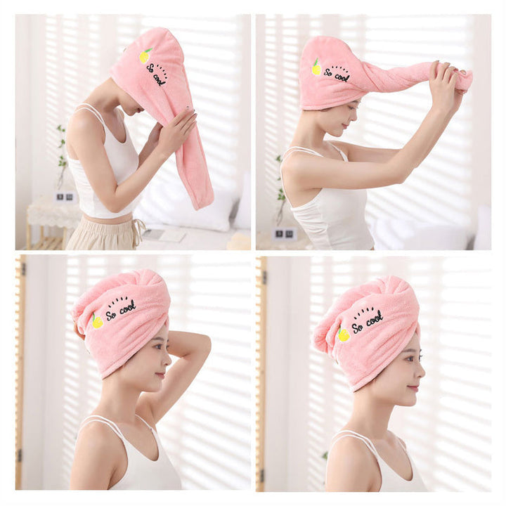 "Snabbtorkande mikrofiber handduksmössa i rosa, superabsorberande och frizz-minskande, perfekt för alla hårtyper."