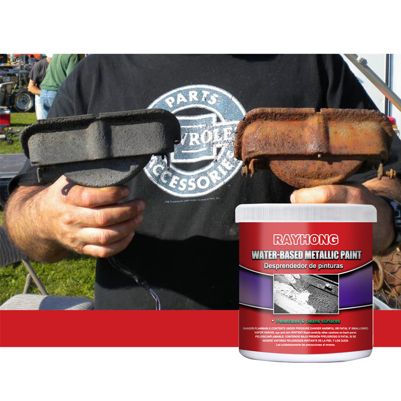 "Snabbtorkande vattenbaserad primer för bilchassi, omvandlar och skyddar mot rost, bild visar brun flaska och textur."