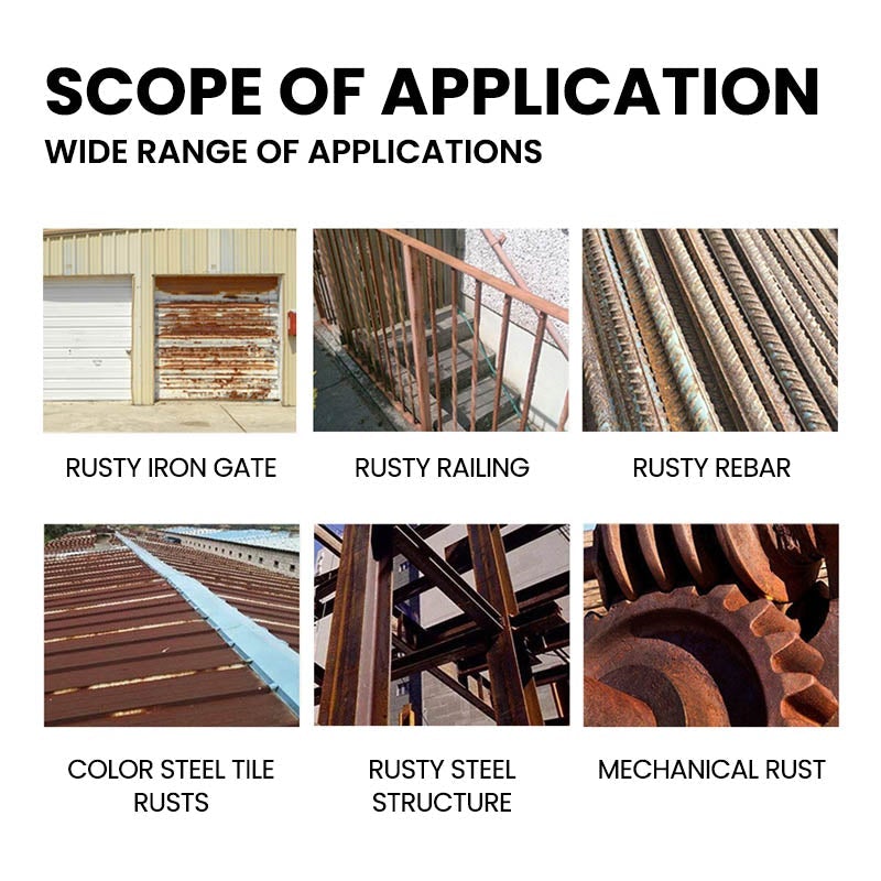 "Snabbtorkande vattenbaserad primer för bilchassi, omvandlar och skyddar mot rost, bild visar brun flaska och textur."