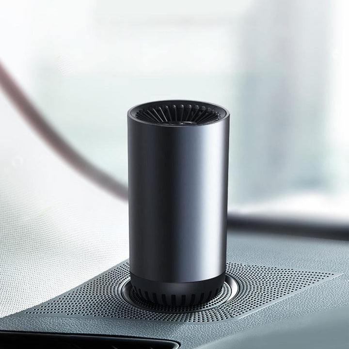 "Snabbvärmande varmluftsfläkt för bil med roterbart fäste, kompakt design, passar perfekt i bilens instrumentbräda."