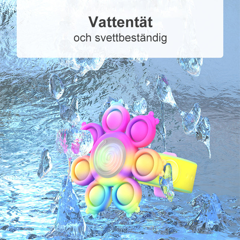 "Snurrande LED-poppande sensoriskt armband i silikon med ljus, perfekt för stil och stresslindring, färgglad och flexibel."