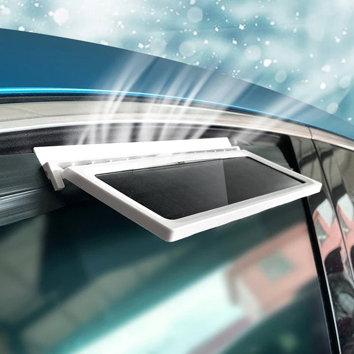 "Soldriven avgasfläkt för fordon, portabel, solcellsdriven, svart och vit design, effektiv ventilation och kylning."